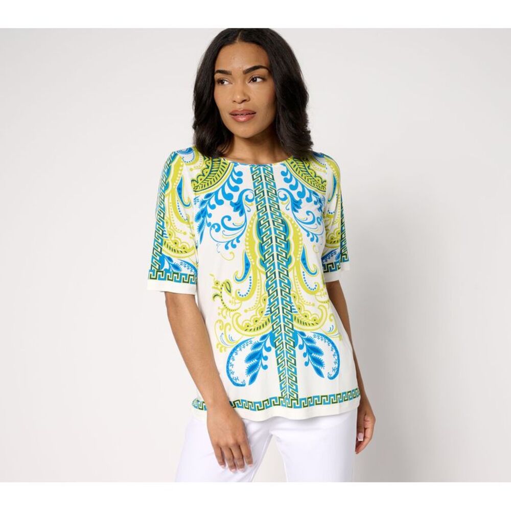 Top Knot Women's Sz 2XS (XXS) Printed Liquid Knit Scoop Multi-colored A692162